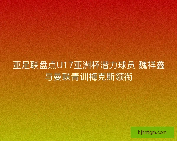 亚足联盘点U17亚洲杯潜力球员 魏祥鑫与曼联青训梅克斯领衔
