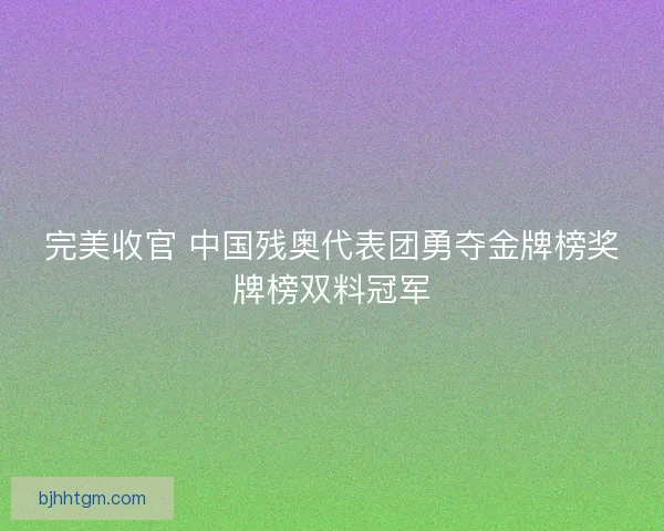 完美收官 中国残奥代表团勇夺金牌榜奖牌榜双料冠军