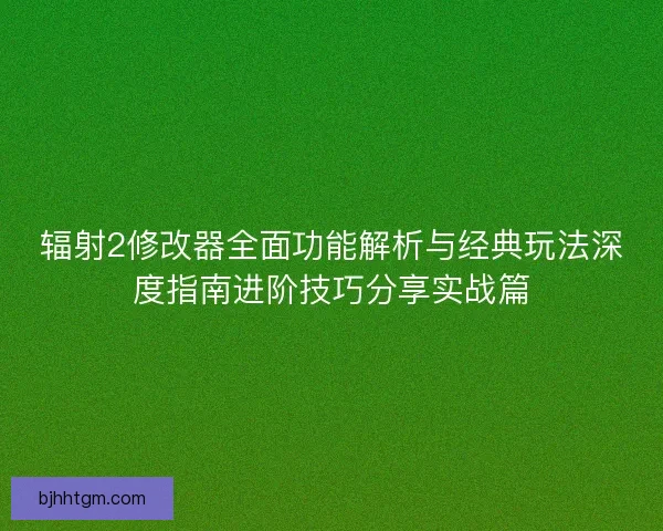 辐射2修改器全面功能解析与经典玩法深度指南进阶技巧分享实战篇